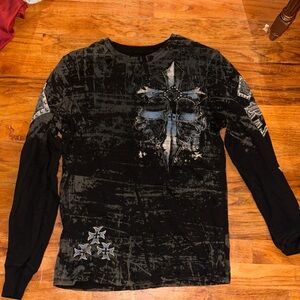 Raw State Men's Black Crewneck Sweater